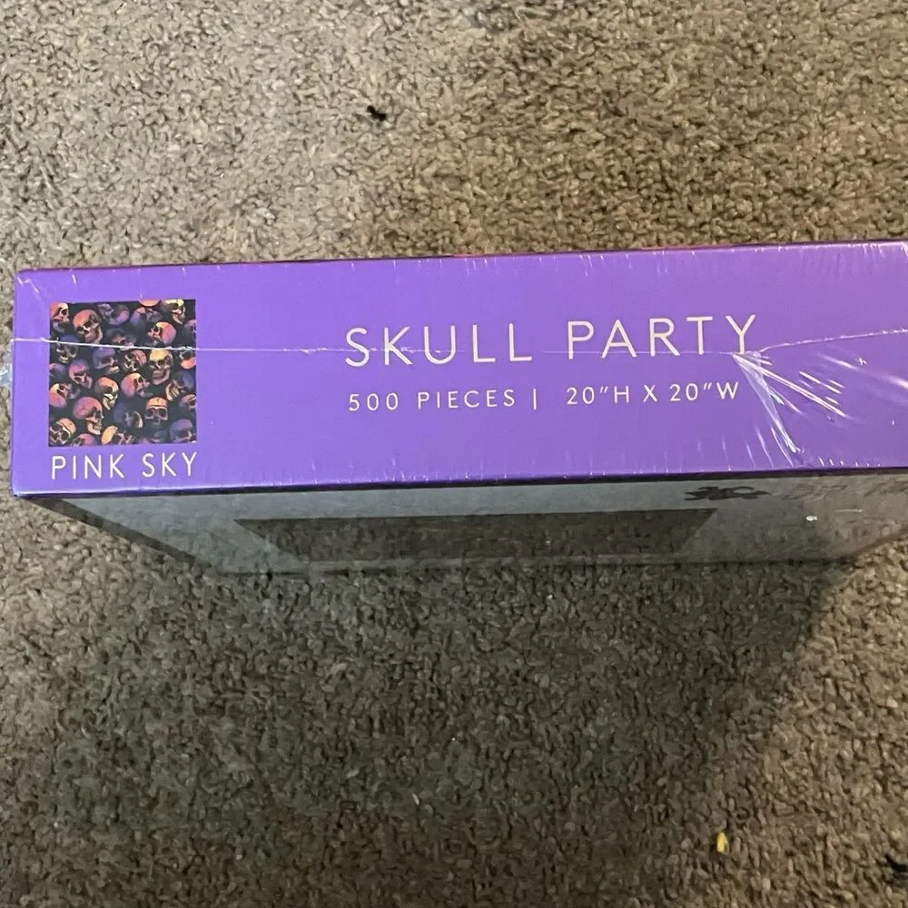 Skull Party Jigsaw Puzzle 500-Pieces Pink Sky New In Box Sealed Halloween Fun